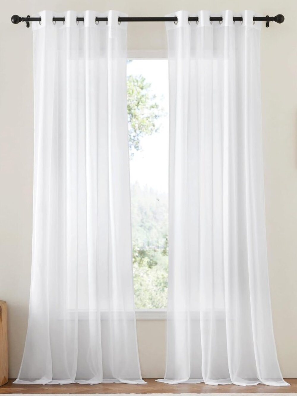 Sheer Curtains Extra Length - Wide Solid Voile Window Panels for Patio/Sliding D